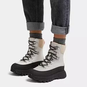 FitFlop Womens 8 Black Mix Neo D Hyker Waterproof Fabric Suede Boots P36-8